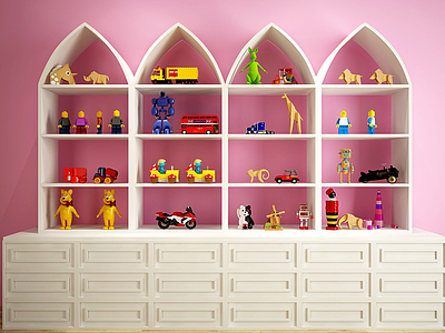 3d现代儿童玩具装饰柜模型