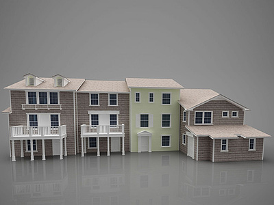 3d现代别墅群模型