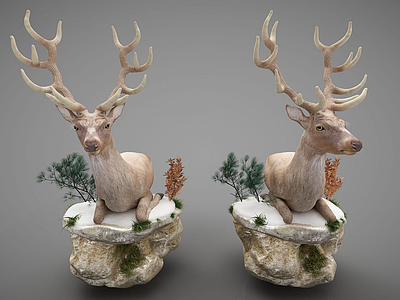 长颈鹿麋鹿装饰品模型3d模型