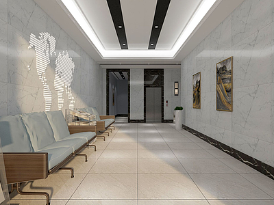 3d大厅走廊电梯间模型