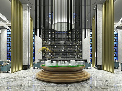 3d现代酒店大厅模型