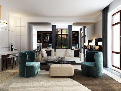 3d现代风格的组合沙发模型