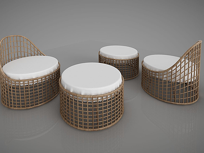 3d简约竹编椅子模型