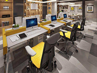 3d办公室工位模型
