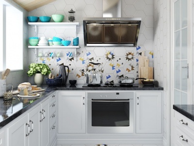 3d北欧风格厨房厨柜厨房用品模型