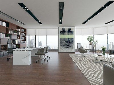 3d现代办公室会客厅模型