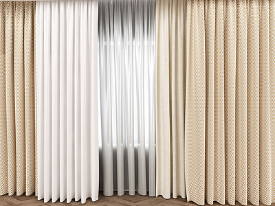 3d现代纺织布艺窗帘模型
