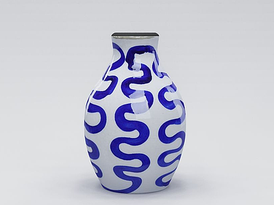 中式陶瓷花瓶摆件模型