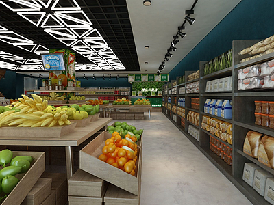大型水果超市模型3d模型