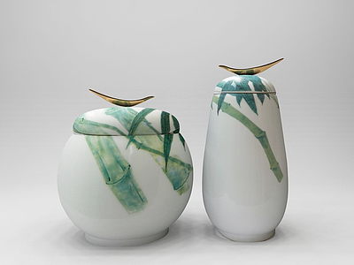 3d竹节鸟陶瓷摆件工艺品模型