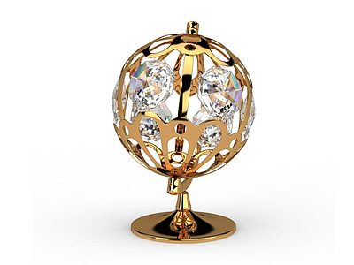 3d现代金色水晶地球仪免费模型