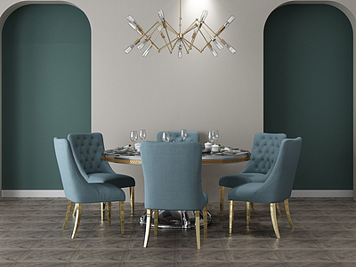 简欧餐厅桌椅模型3d模型