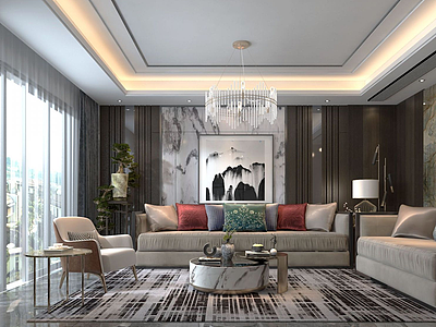 中式风格的客厅模型3d模型
