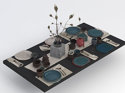 3d餐桌用品餐具模型