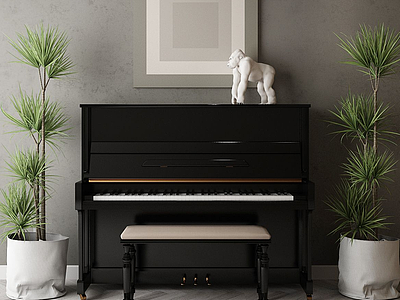 3d家具饰品组合钢琴模型
