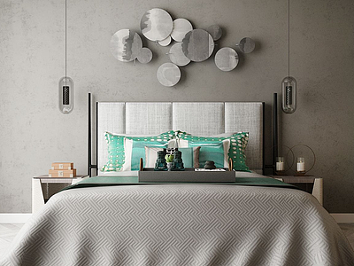 3d家具饰品组合卧室床模型