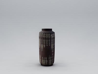 3d棕色陶瓷花瓶摆件模型