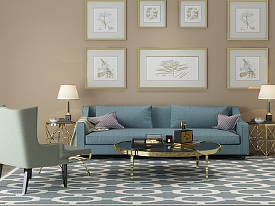 3d客厅<font class='myIsRed'>装饰沙发</font>茶几组合模型
