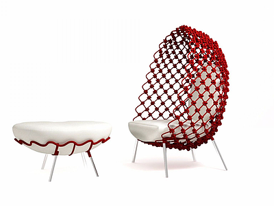 创意编制椅子茶几组合模型3d模型