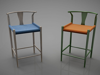 3d新中式风格吧椅模型