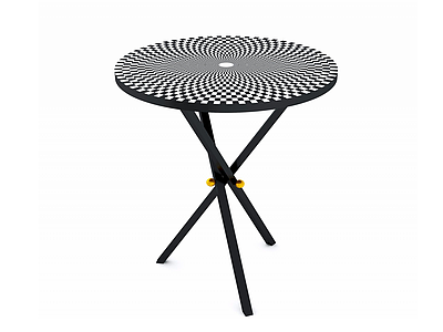 3d黑白格折叠圆桌模型
