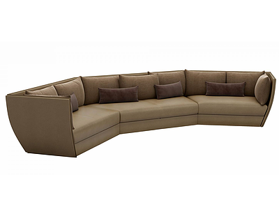 3d布艺长沙发模型