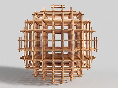3d木质艺术摆件模型