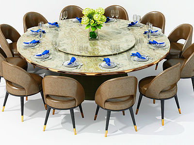 3d现代风格大餐桌组合模型