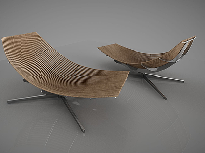 简约竹编躺椅模型3d模型