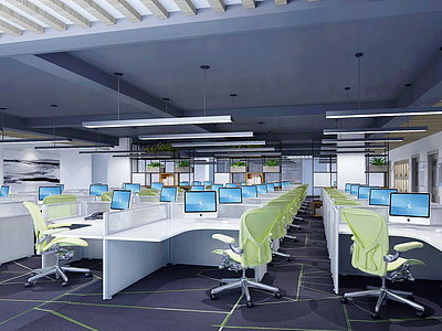 3d办公室工位模型