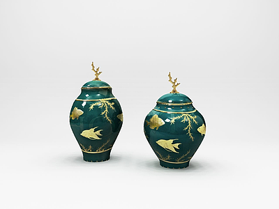 3d陶瓷珐琅花瓶摆件模型