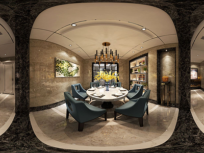 3d中式客厅餐厅模型