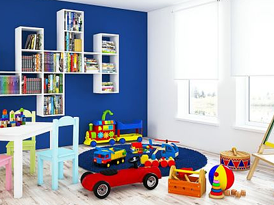 3d现代儿童玩具室模型