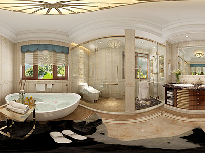 3d现代中式浴室模型