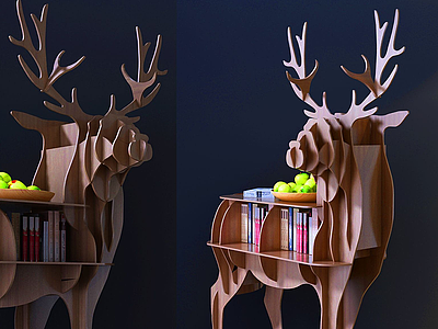 3d现代小鹿摆件柜模型