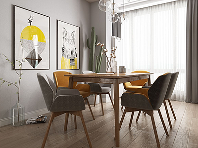 3d北欧沙发茶几餐桌椅模型