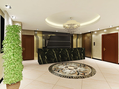 3d酒店走廊休息室客房模型