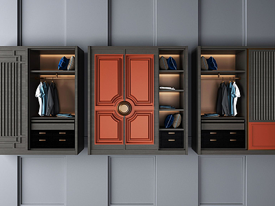 欧式衣柜组合3d模型