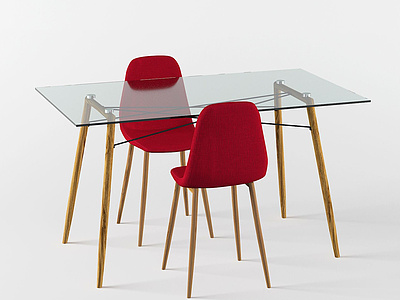 3d后现代桌椅组合模型