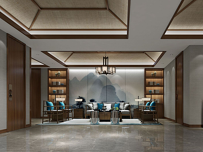 3d中式客厅实木座椅模型