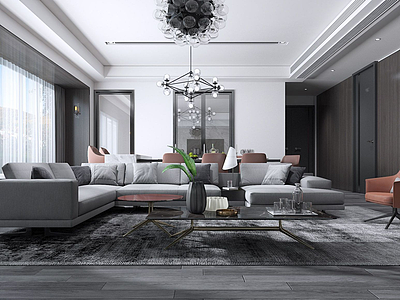 现代客厅沙发皮座椅模型3d模型