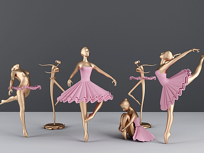 3d芭蕾女金属摆件模型