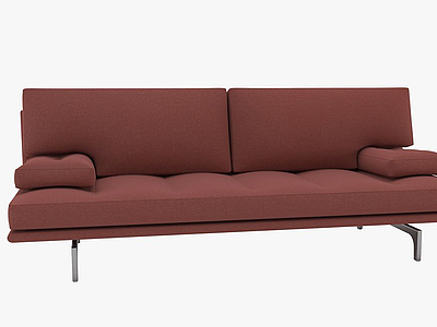 3d现代多人红沙发模型