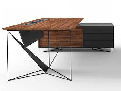 现代创意木办公桌模型3d模型