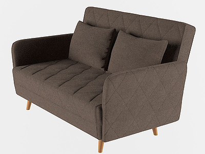 美式简约棉麻双人小沙发模型3d模型