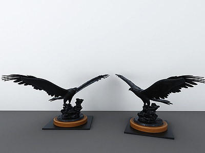 3d黑雄鹰雕塑摆件模型