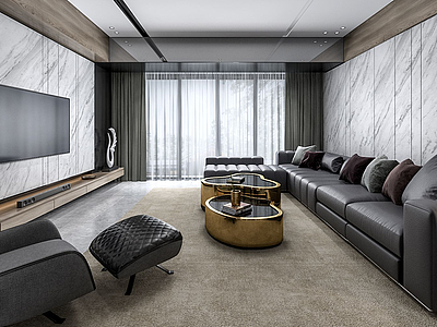 现代客厅空间模型3d模型