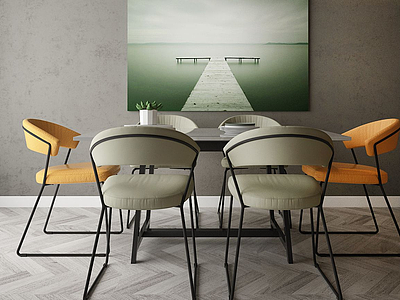 3d家具饰品组合餐桌模型