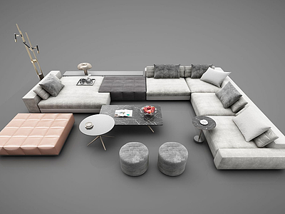 沙发茶几组合模型3d模型
