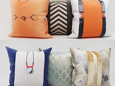 3d现代时尚元素抱枕模型